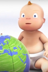 Planète Enfant Serrée. Baby Hold Globe Ensemble Dessins Animés